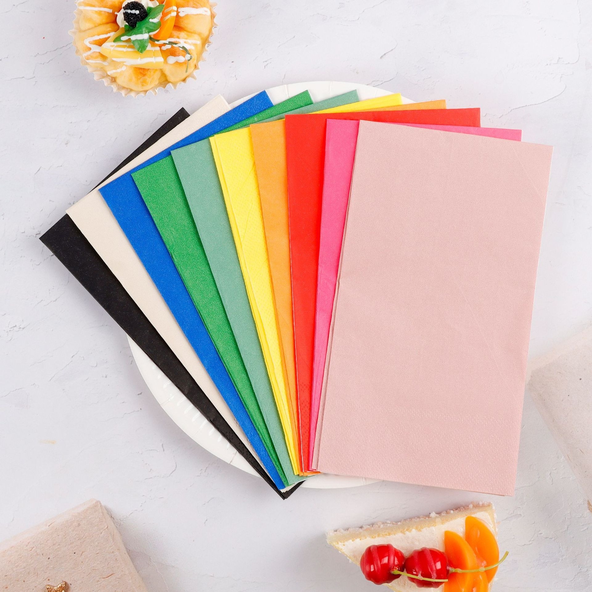 Solid Color Rainbow Fan Napkins