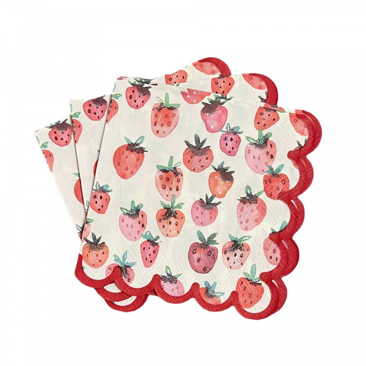 Strawberry Red Scalloped Napkins