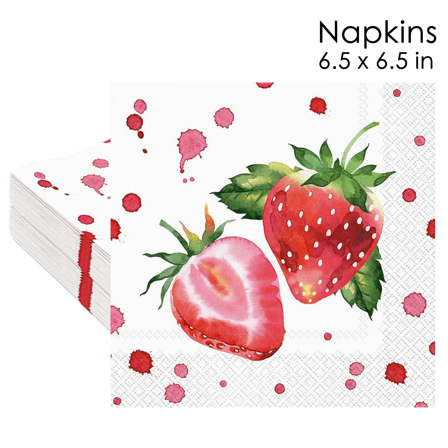 Strawberry Watercolor Splatter Napkins