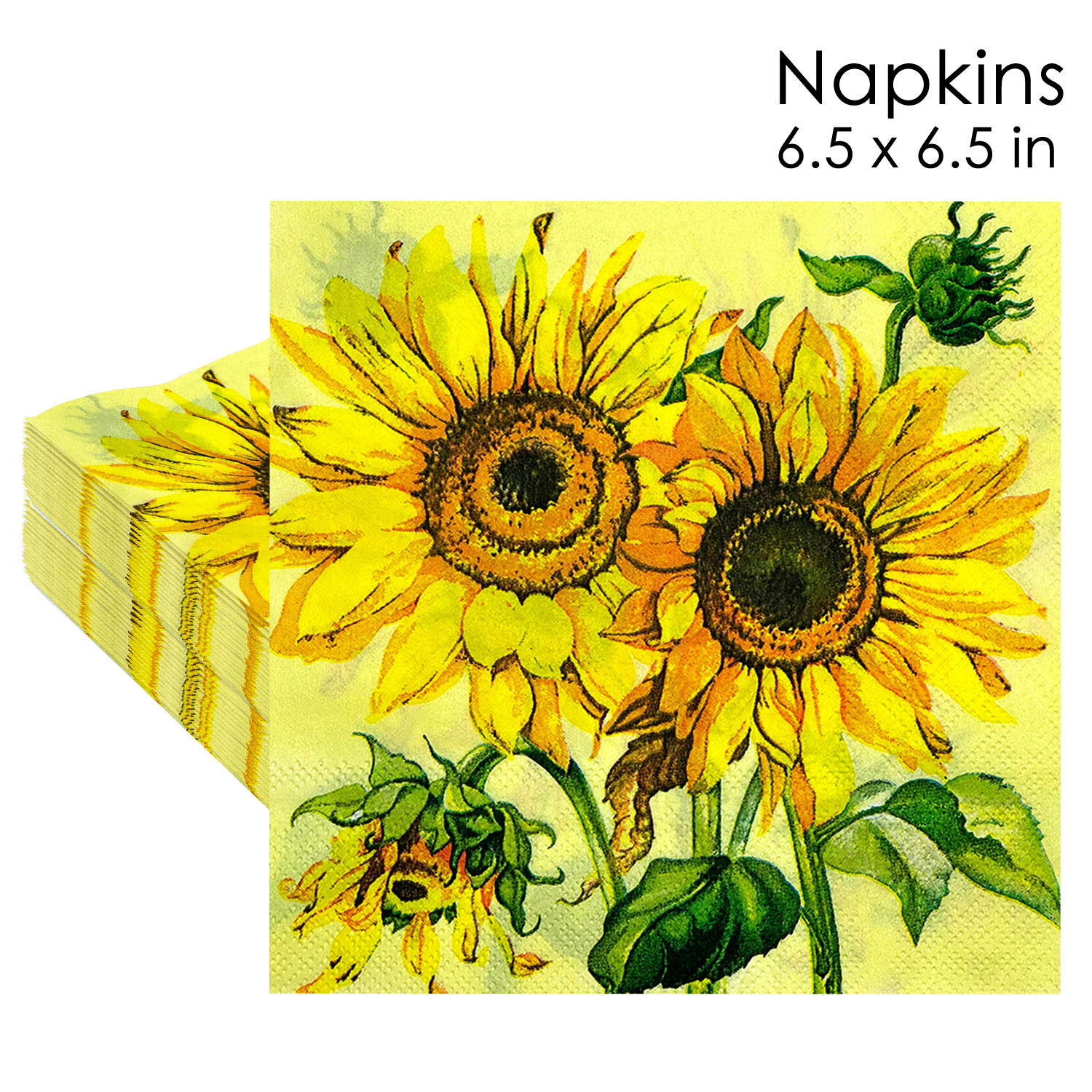 Sunflower Yellow Watercolor Napkins