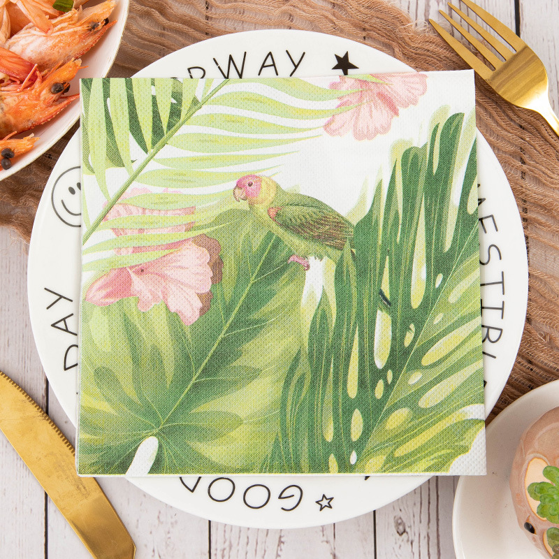Tropical Monstera Parrot Napkins