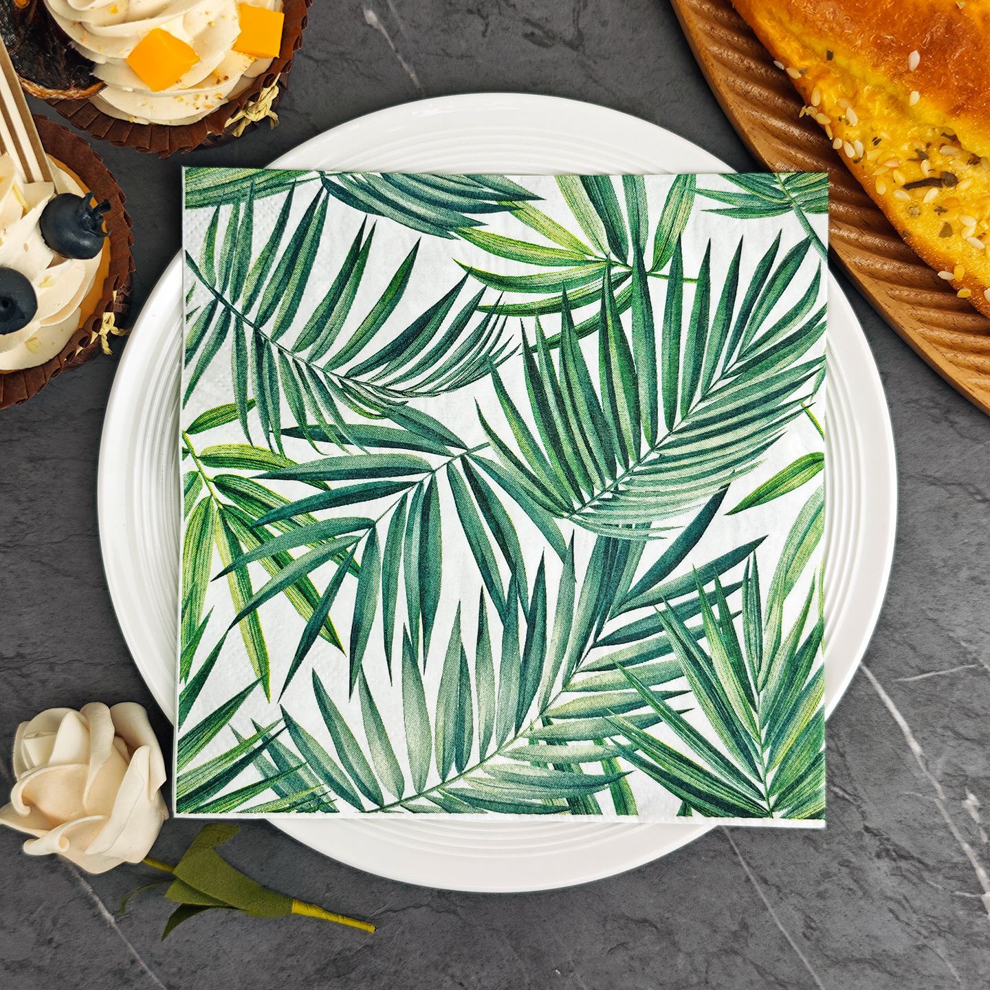 Tropical Palm Leaves Green Napkins