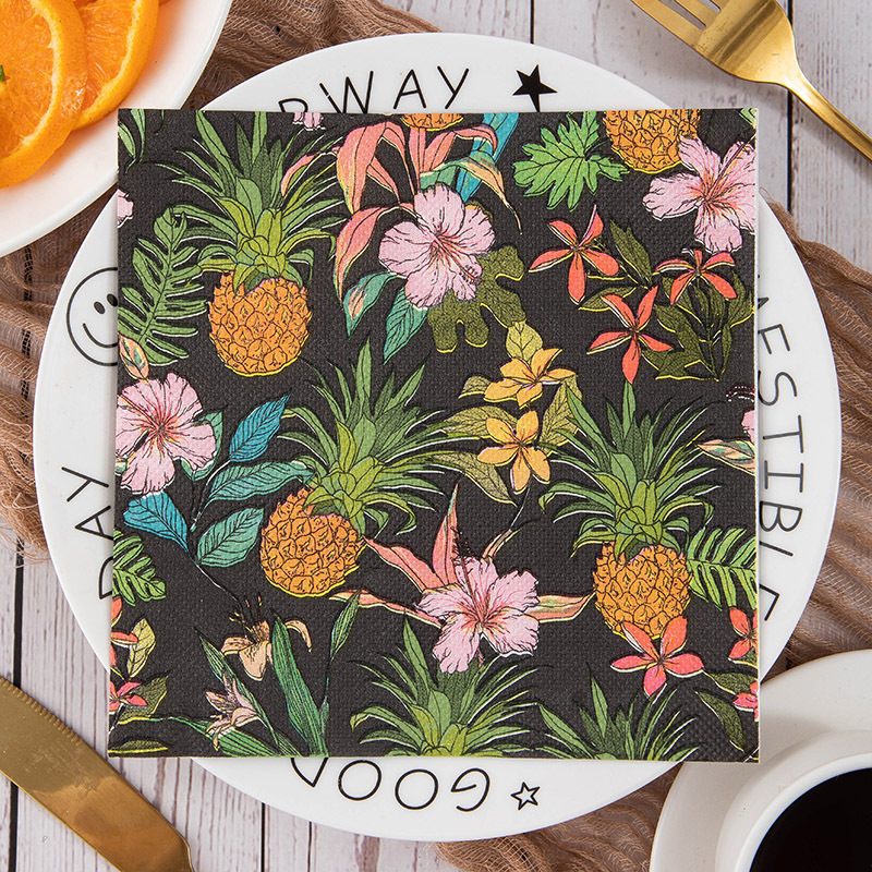 Tropical Pineapple Hibiscus Napkins