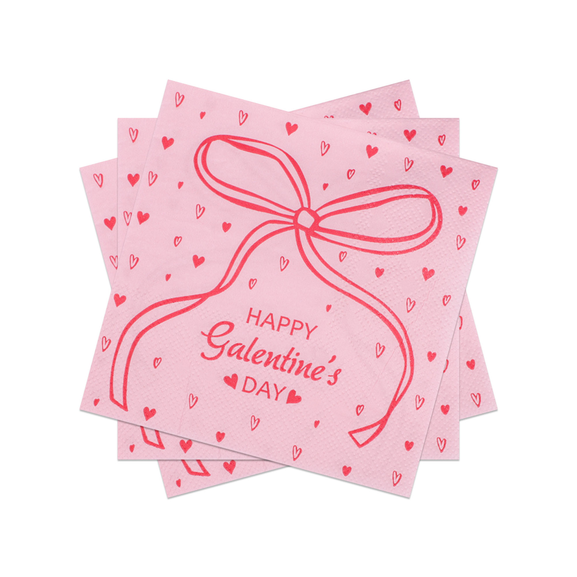 Valentine's Day Bow & Hearts Pink Napkins