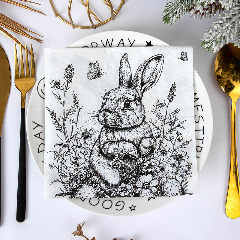 Vintage Rabbit Butterflies Napkins