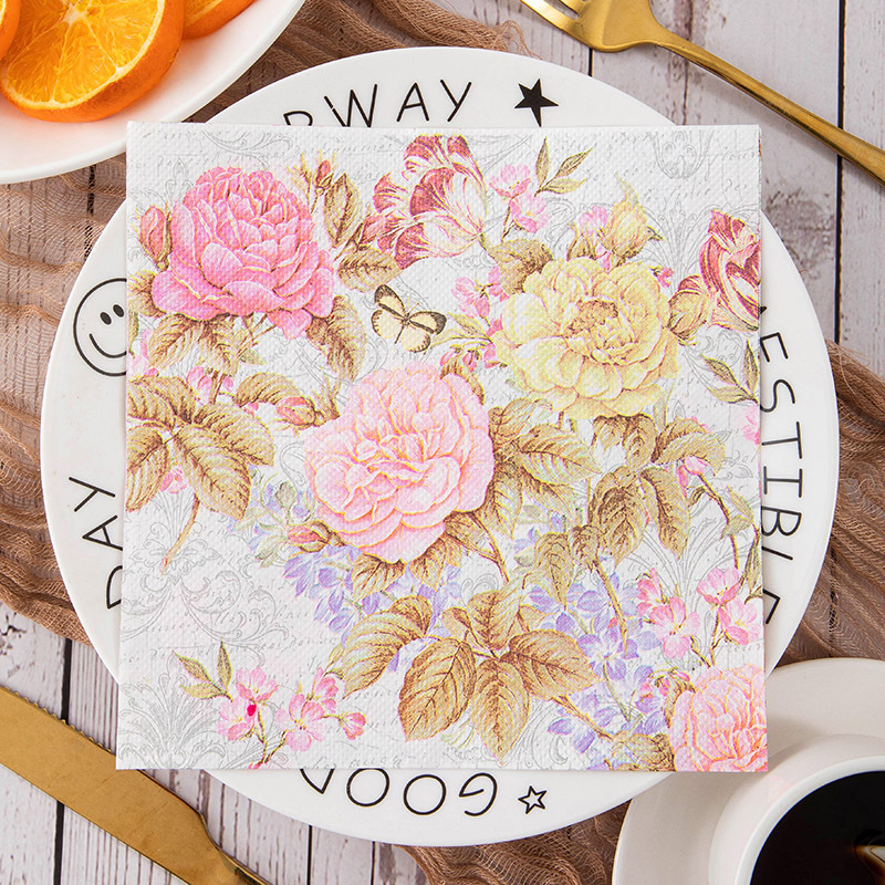 Vintage Rose Butterfly Napkins