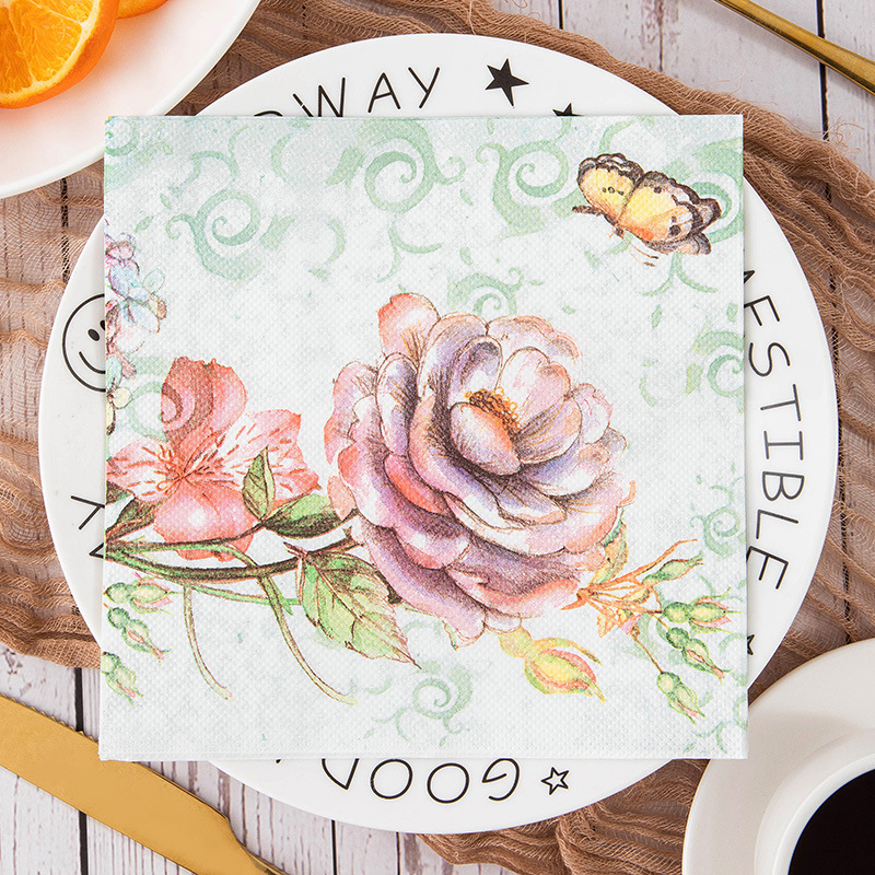 Watercolor Rose Floral Napkins