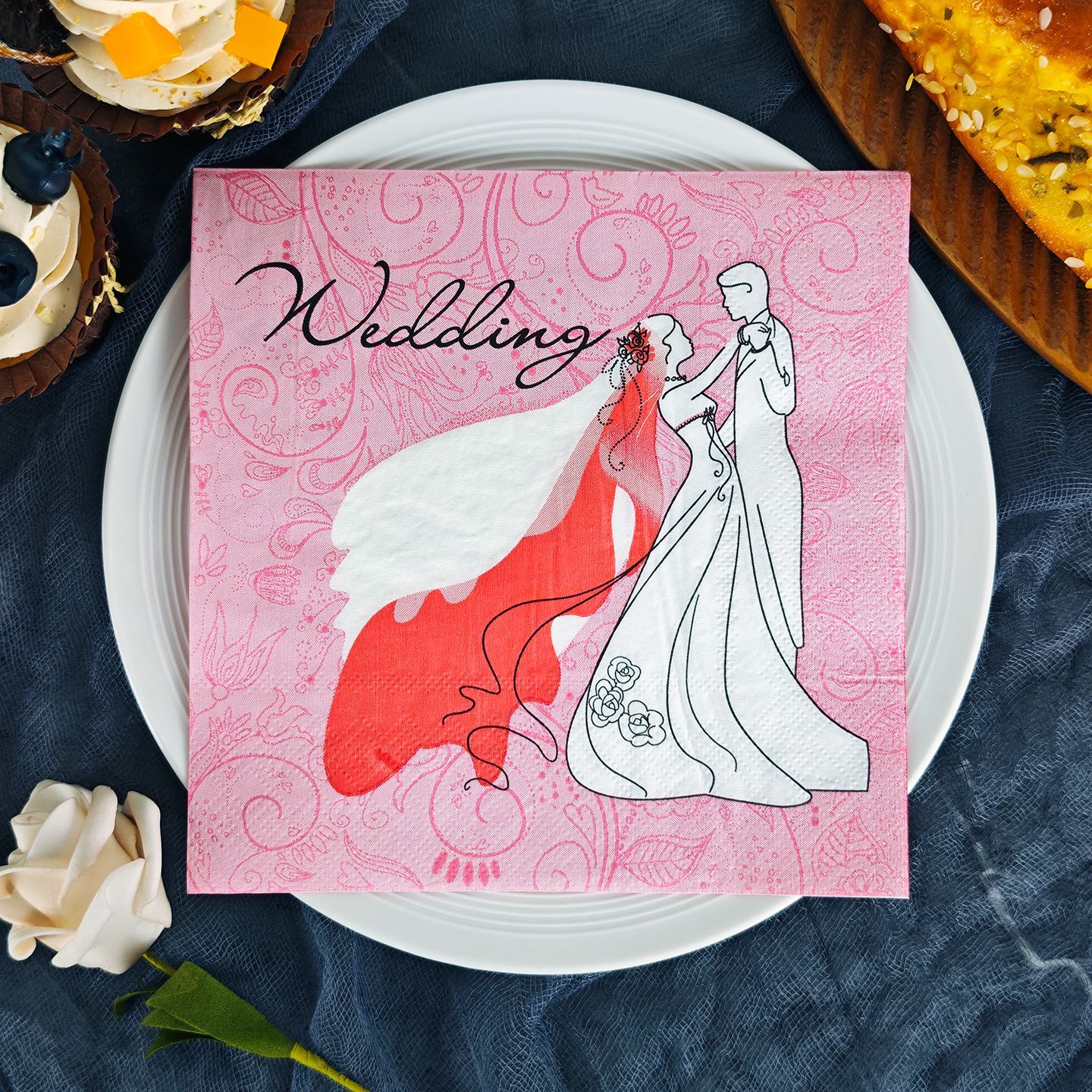 Wedding Bride Groom Dancing Pink Napkins